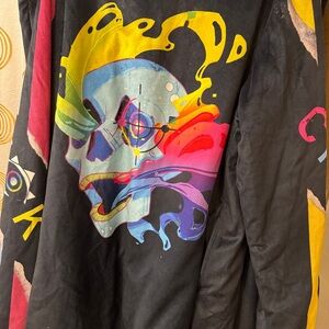 Source Unknown Vibrant Skull Graphic Puffer Jacket